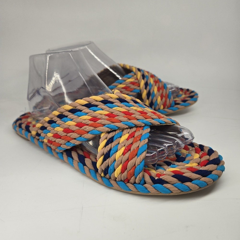 Salt + Umber Sandals Women's 9 Saraya Braided Colorful Rope Beach Cruise Resort